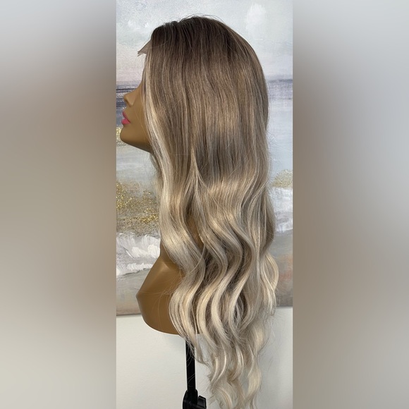 HAIR. 27” Wavy, Long Layers, Center Part, Ombre Light Brown to Ash Blonde - Picture 6 of 13